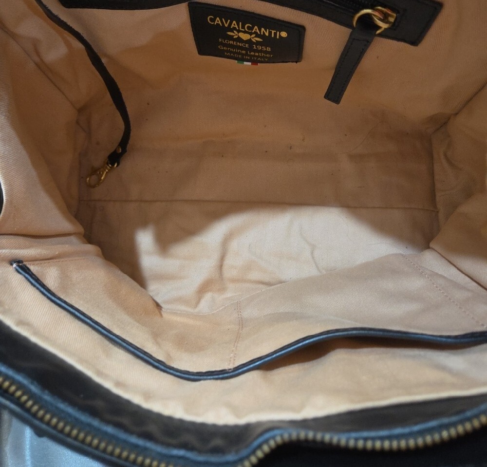 Cavalcanti Italian Leopard Print Top-Handle Tote Bag with Black Trim - Picture 3 of 14